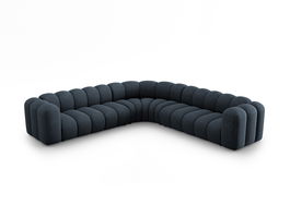 Coltar simetric modular 5 locuri, Lupine-140, Micadoni Home, 309x309x70 cm, tesatura chenille din poliester, albastru regal