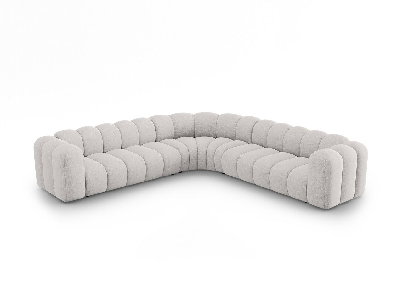 Coltar simetric modular 5 locuri, Lupine-140, Micadoni Home, 309x309x70 cm, tesatura chenille din poliester, gri deschis