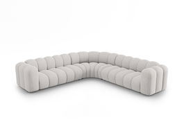 Coltar simetric modular 5 locuri, Lupine-140, Micadoni Home, 309x309x70 cm, tesatura chenille din poliester, gri deschis