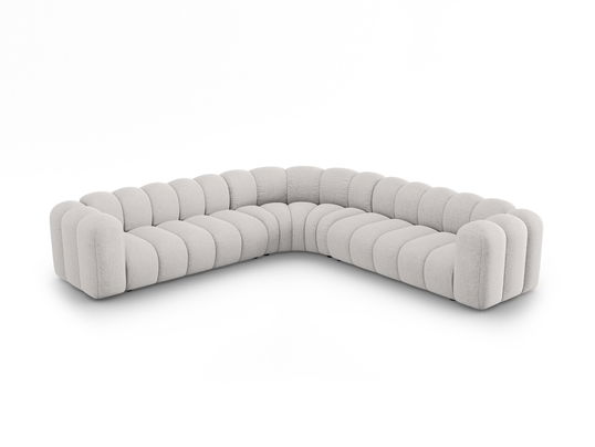 Coltar simetric modular 5 locuri, Lupine-140, Micadoni Home, 309x309x70 cm, tesatura chenille din poliester, gri deschis