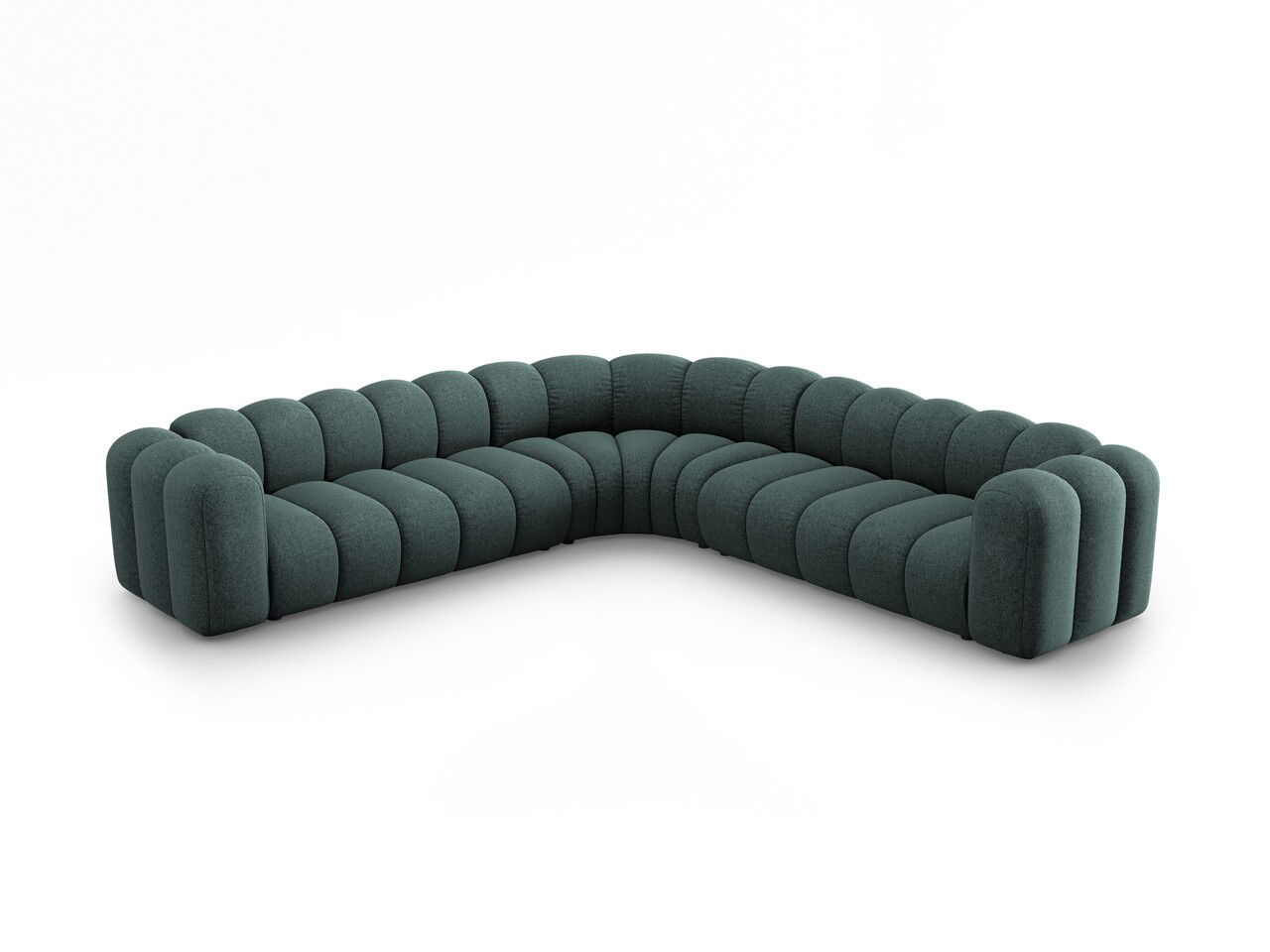 Coltar simetric modular 5 locuri, Lupine-140, Micadoni Home, 309x309x70 cm, tesatura chenille din poliester, petrol