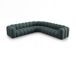 Coltar simetric modular 5 locuri, Lupine-140, Micadoni Home, 309x309x70 cm, tesatura chenille din poliester, petrol