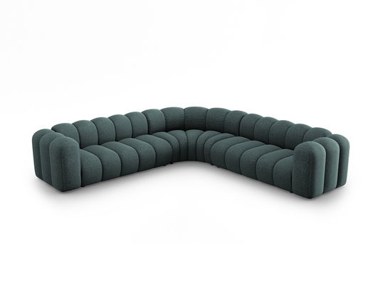 Coltar simetric modular 5 locuri, Lupine-140, Micadoni Home, 309x309x70 cm, tesatura chenille din poliester, petrol
