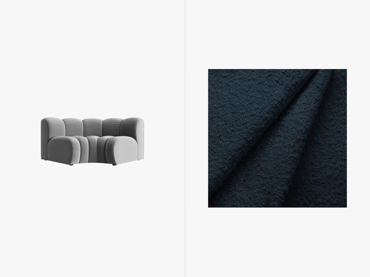 Modul pentru canapea, 1 loc, Lupine-101, Micadoni Home, 185x95x70 cm, tesatura boucle, albastru inchis