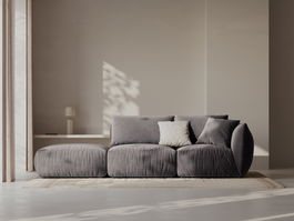 Canapea modulara 3 locuri cotiera stanga, Chris-184, Micadoni Home, 315x100x80 cm, catifea, gri inchis