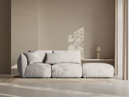Canapea modulara 3 locuri cotiera dreapta, Chris-259, Micadoni Home, 315x100x80 cm, tesatura structurata chenille, natural