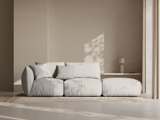 Canapea modulara 3 locuri cotiera dreapta, Chris-259, Micadoni Home, 315x100x80 cm, tesatura structurata chenille, natural