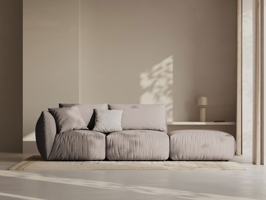 Canapea modulara 3 locuri cotiera dreapta, Chris-259, Micadoni Home, 315x100x80 cm, tesatura structurata chenille, bej sand