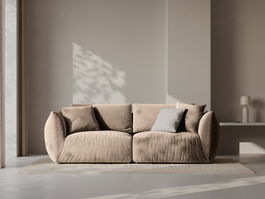 Canapea modulara 3 locuri, Chris-184, Micadoni Home, 220x100x80 cm, catifea, maro deschis