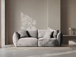 Canapea modulara 3 locuri, Chris-184, Micadoni Home, 220x100x80 cm, catifea, gri