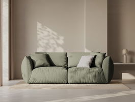 Canapea modulara 3 locuri, Chris-259, Micadoni Home, 220x100x80 cm, tesatura structurata chenille, verde deschis