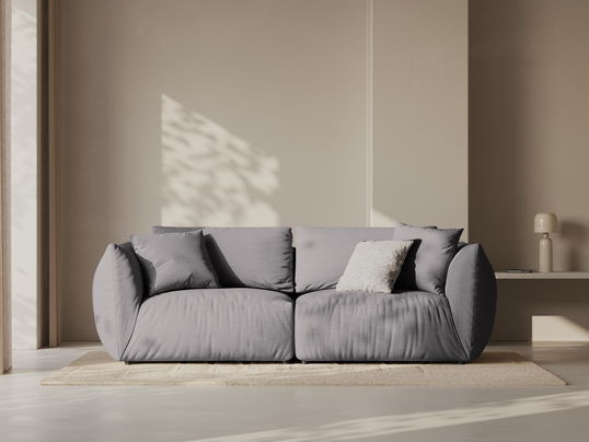 Canapea modulara 3 locuri, Chris-259, Micadoni Home, 220x100x80 cm, tesatura structurata chenille, gri beton