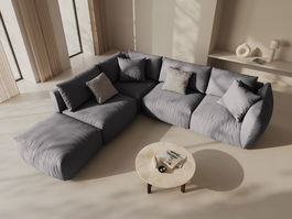 Coltar modular stanga 4 locuri, Chris-259, Micadoni Home, 295x290x80 cm, tesatura structurata chenille, gri beton