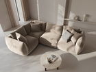 Coltar stanga 4 locuri, Chris-184, Micadoni Home, 295x210x80 cm, catifea, ecru