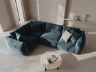 Coltar stanga 4 locuri, Chris-184, Micadoni Home, 295x210x80 cm, catifea, albastru pastel