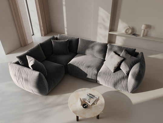 Coltar stanga 4 locuri, Chris-184, Micadoni Home, 295x210x80 cm, catifea, gri