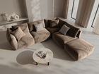 Coltar modular dreapta 4 locuri, Chris-184, Micadoni Home, 295x290x80 cm, catifea, maro deschis
