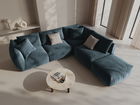 Coltar modular dreapta 4 locuri, Chris-184, Micadoni Home, 295x290x80 cm, catifea, albastru pastel