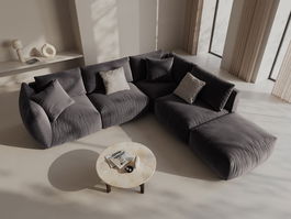 Coltar modular dreapta 4 locuri, Chris-184, Micadoni Home, 295x290x80 cm, catifea, gri inchis