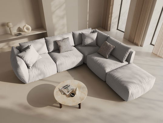 Coltar modular dreapta 4 locuri, Chris-259, Micadoni Home, 295x290x80 cm, tesatura structurata chenille, natural