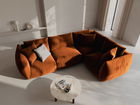 Coltar dreapta 4 locuri, Chris-184, Micadoni Home, 295x210x80 cm, catifea, teracota