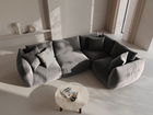 Coltar dreapta 4 locuri, Chris-184, Micadoni Home, 295x210x80 cm, catifea, gri