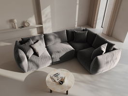 Coltar dreapta 4 locuri, Chris-184, Micadoni Home, 295x210x80 cm, catifea, gri