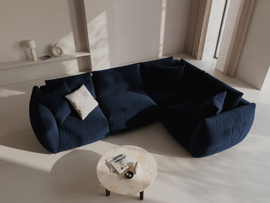 Coltar dreapta 4 locuri, Chris-184, Micadoni Home, 295x210x80 cm, catifea, albastru regal