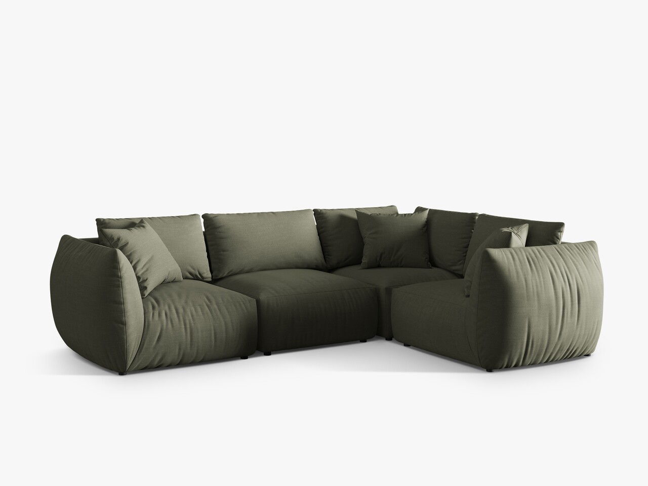 Coltar dreapta 4 locuri, Chris-259, Micadoni Home, 295x210x80 cm, tesatura structurata chenille, verde deschis