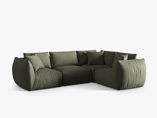 Coltar dreapta 4 locuri, Chris-259, Micadoni Home, 295x210x80 cm, tesatura structurata chenille, verde deschis