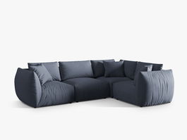 Coltar dreapta 4 locuri, Chris-259, Micadoni Home, 295x210x80 cm, tesatura structurata chenille, albastru muted