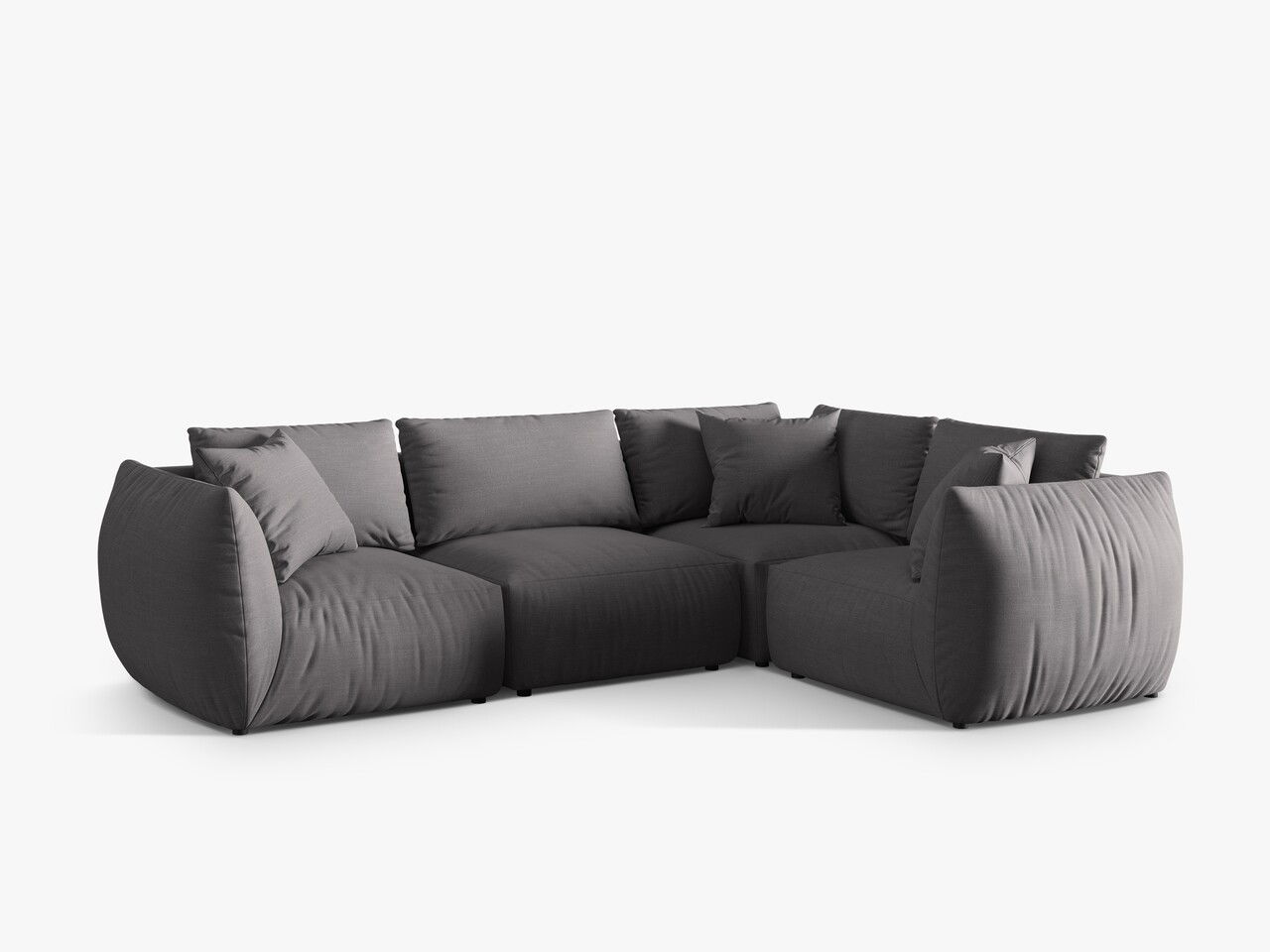Coltar dreapta 4 locuri, Chris-259, Micadoni Home, 295x210x80 cm, tesatura structurata chenille, gri beton
