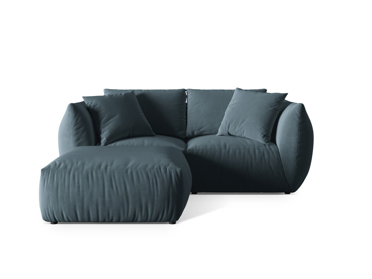 Coltar modular reversibil 4 locuri, Chris-184, Micadoni Home, 220x200x80 cm, catifea, albastru pastel