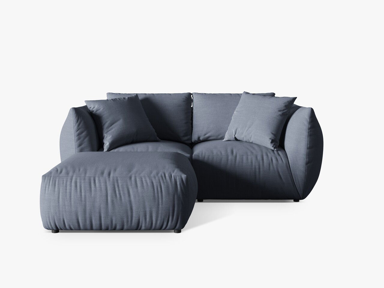 Coltar modular reversibil 4 locuri, Chris-259, Micadoni Home, 220x200x80 cm, tesatura structurata chenille, albastru muted