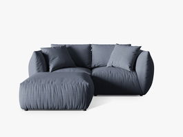 Coltar modular reversibil 4 locuri, Chris-259, Micadoni Home, 220x200x80 cm, tesatura structurata chenille, albastru muted
