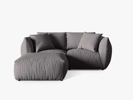 Coltar modular reversibil 4 locuri, Chris-259, Micadoni Home, 220x200x80 cm, tesatura structurata chenille, gri beton