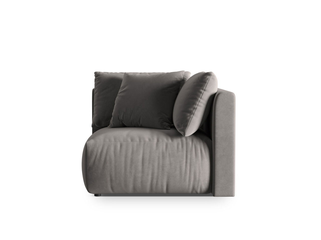 Modul pentru canapea, 1 loc, Chris-184, Micadoni Home, 100x100x80 cm, catifea, gri