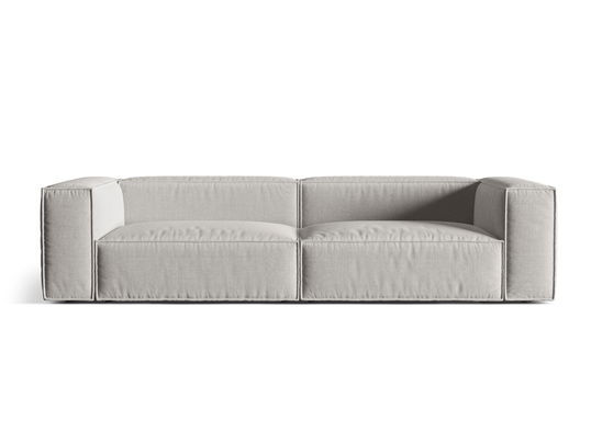 Canapea 5 locuri, Nuria-215, Micadoni Home, 290x110x72 cm, tesatura structurata chenille, gri deschis