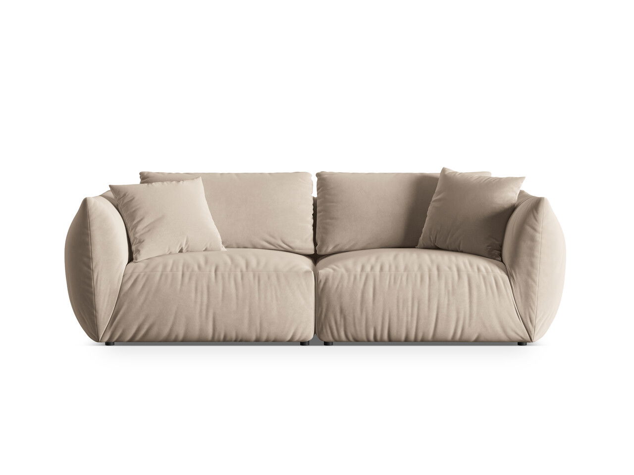 Canapea modulara 4 locuri, Chris-184, Micadoni Home, 260x100x80 cm, catifea, ecru