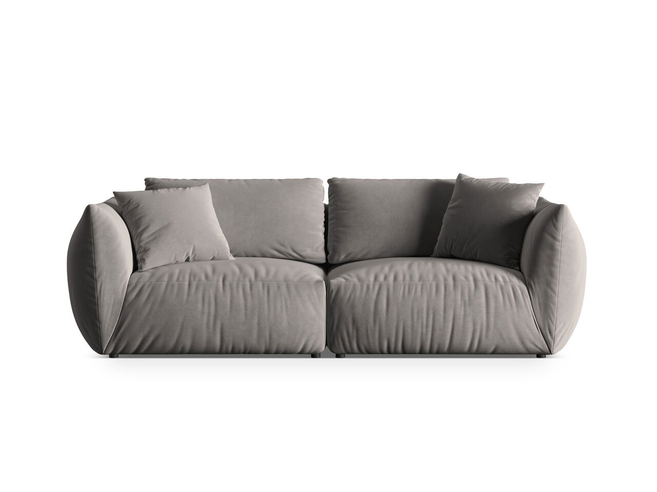Canapea modulara 4 locuri, Chris-184, Micadoni Home, 260x100x80 cm, catifea, gri