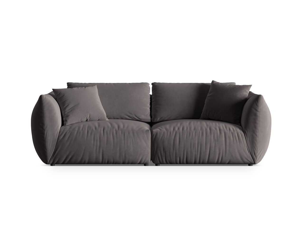 Canapea modulara 4 locuri, Chris-184, Micadoni Home, 260x100x80 cm, catifea, gri inchis
