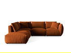 Coltar modular stanga 4 locuri, Chris-184, Micadoni Home, 295x290x80 cm, catifea, teracota