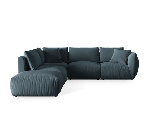 Coltar modular stanga 4 locuri, Chris-184, Micadoni Home, 295x290x80 cm, catifea, albastru pastel