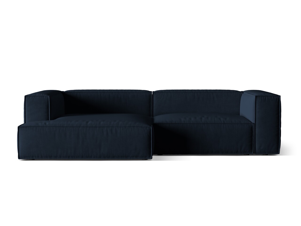 Coltar modular stanga 4 locuri, Nuria-88, Micadoni Home, 292x147x72 cm, catifea, albastru inchis
