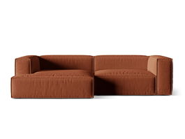 Coltar modular stanga 4 locuri, Nuria-215, Micadoni Home, 292x147x72 cm, tesatura structurata chenille, caramiziu