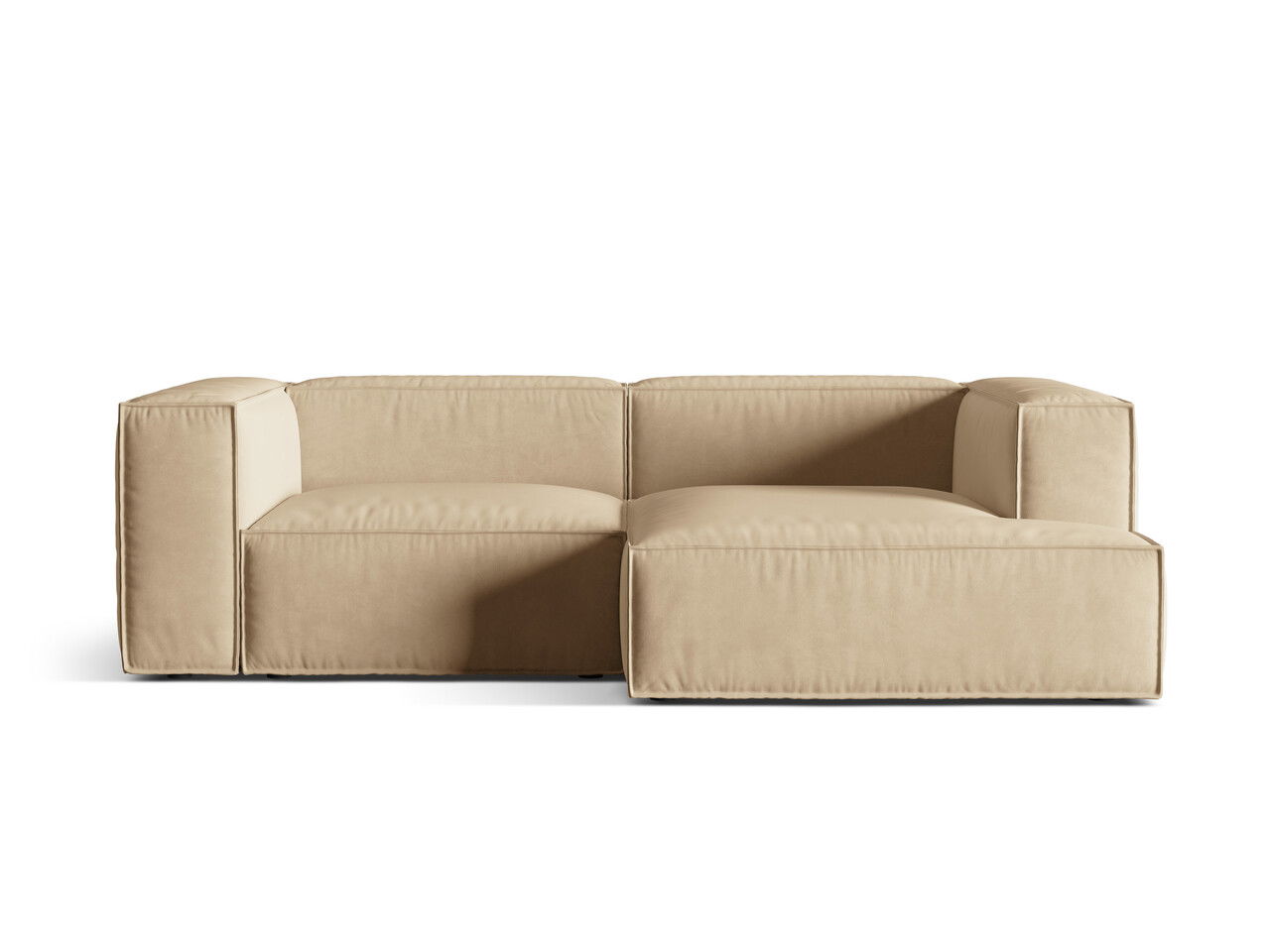 Coltar modular dreapta 3 locuri, Nuria-88, Micadoni Home, 252x147x72 cm, catifea, bej nude