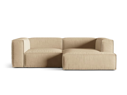 Coltar modular dreapta 3 locuri, Nuria-88, Micadoni Home, 252x147x72 cm, catifea, bej nude