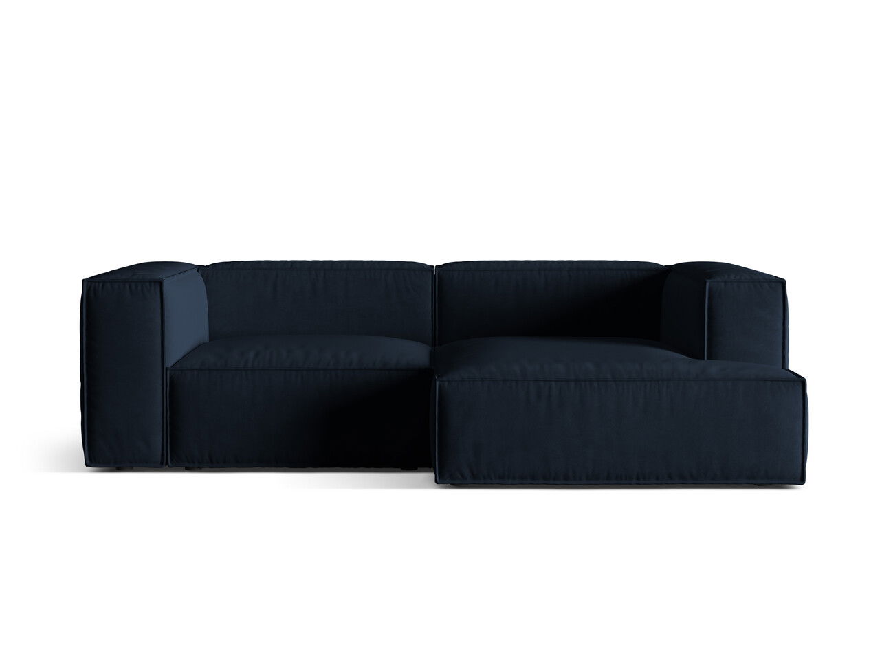 Coltar modular dreapta 3 locuri, Nuria-88, Micadoni Home, 252x147x72 cm, catifea, albastru inchis