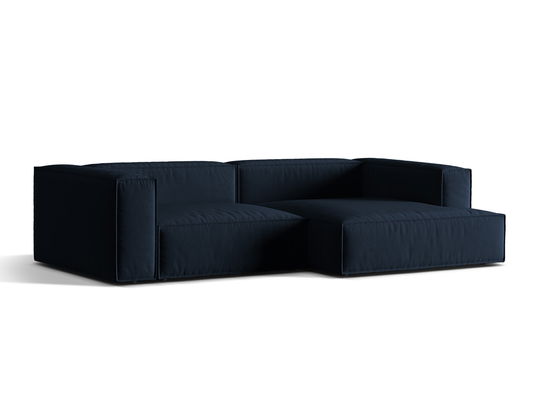 Coltar modular dreapta 4 locuri, Nuria-88, Micadoni Home, 292x147x72 cm, catifea, albastru inchis