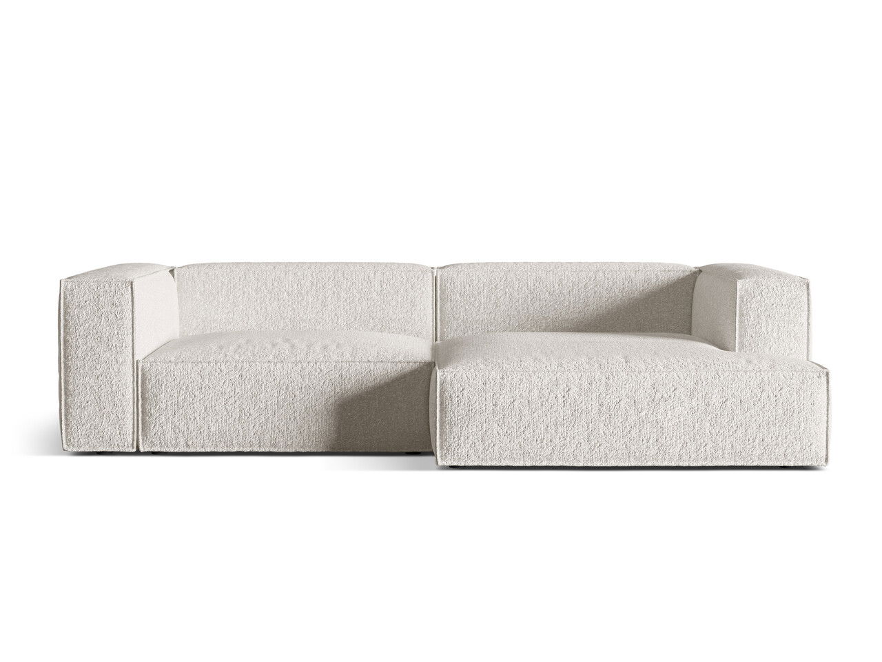 Coltar modular dreapta 4 locuri, Nuria-260, Micadoni Home, 292x147x72 cm, tesatura boucle, gri bej melange